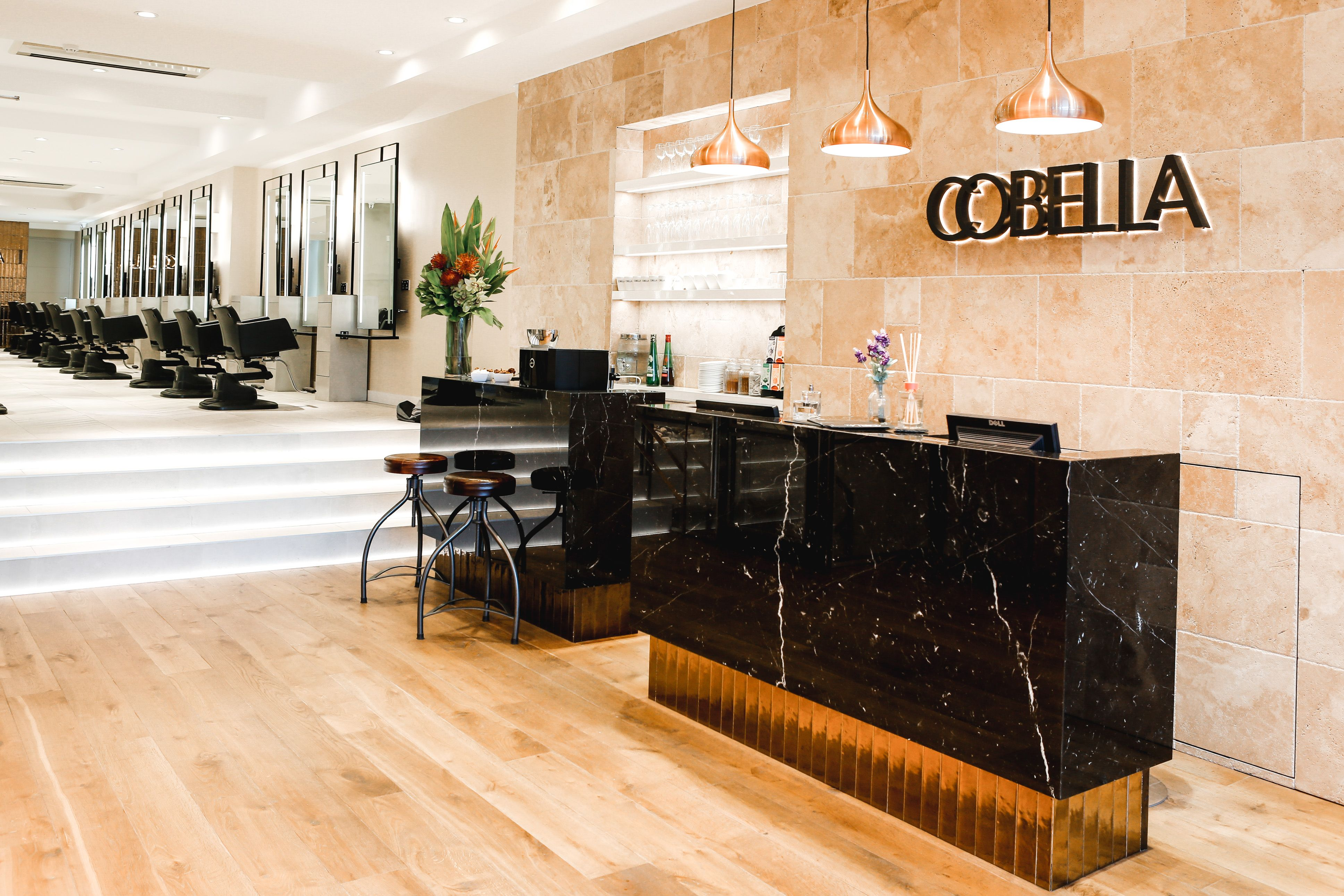 Styling chairs and mirrors in a beauty salon