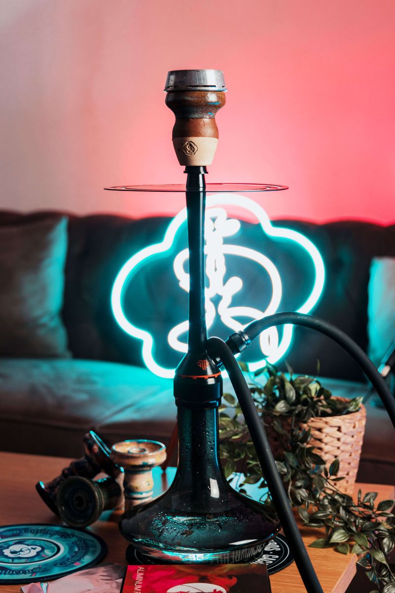 Shisha setup and seating in a lounge